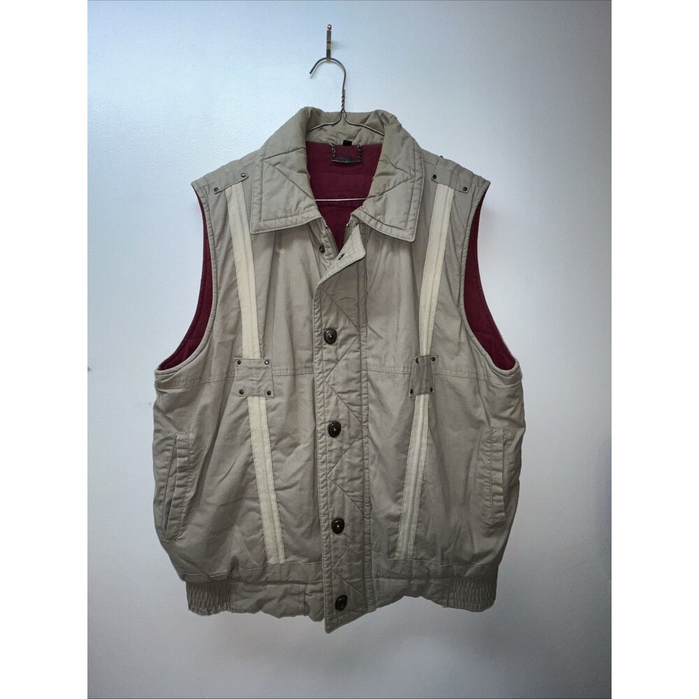 Expeditions Safari Vest Men's Large Tan Canvas Hunting Fleece‎ Lined Vintage